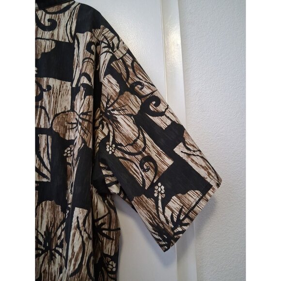 Hilo Hattie The Hawaiian Original Made in Hawaii  5 XL Top Hibiscus Beige Black - Picture 6 of 7